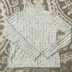 Madewell Gray Cowl Neck Sweater with Ribbed Texture